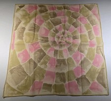 Vera Neumann Signed Scarf Ladybug Nylon Green Tones Pink Design 21x21