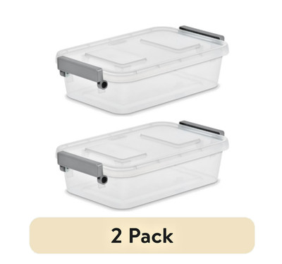 (2 pack) Sterilite 2.7 Qt Modular Plastic Latch Box, Titanium