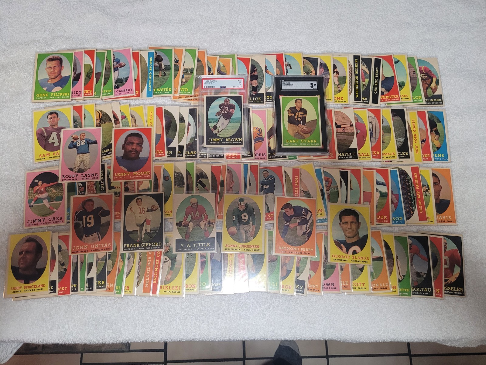 1958 Topps Football, Complete Set, (1-132), Jim Brown RC Graded PSA 5 EX view 18
