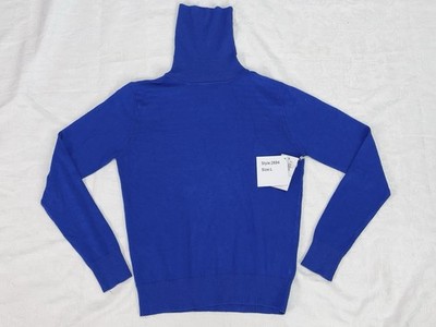 Joseph A Qui-est-ce Que C'est Silk Womens L ROYAL Blue Turtle Neck Sweater NWT