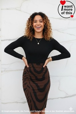 WOLFORD Africa · Bi Colour Animal · Rock Skirt Tube Stretch · Black Brown· Small