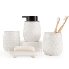 Bathroom Accessory Set 4PCS, Ceramic Bathroom Set, Bathroom Sets Complete, Wh...
