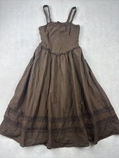 American Eagle Women’s Maxi Dress Flowy Ruffle Detail Brown Size Medium