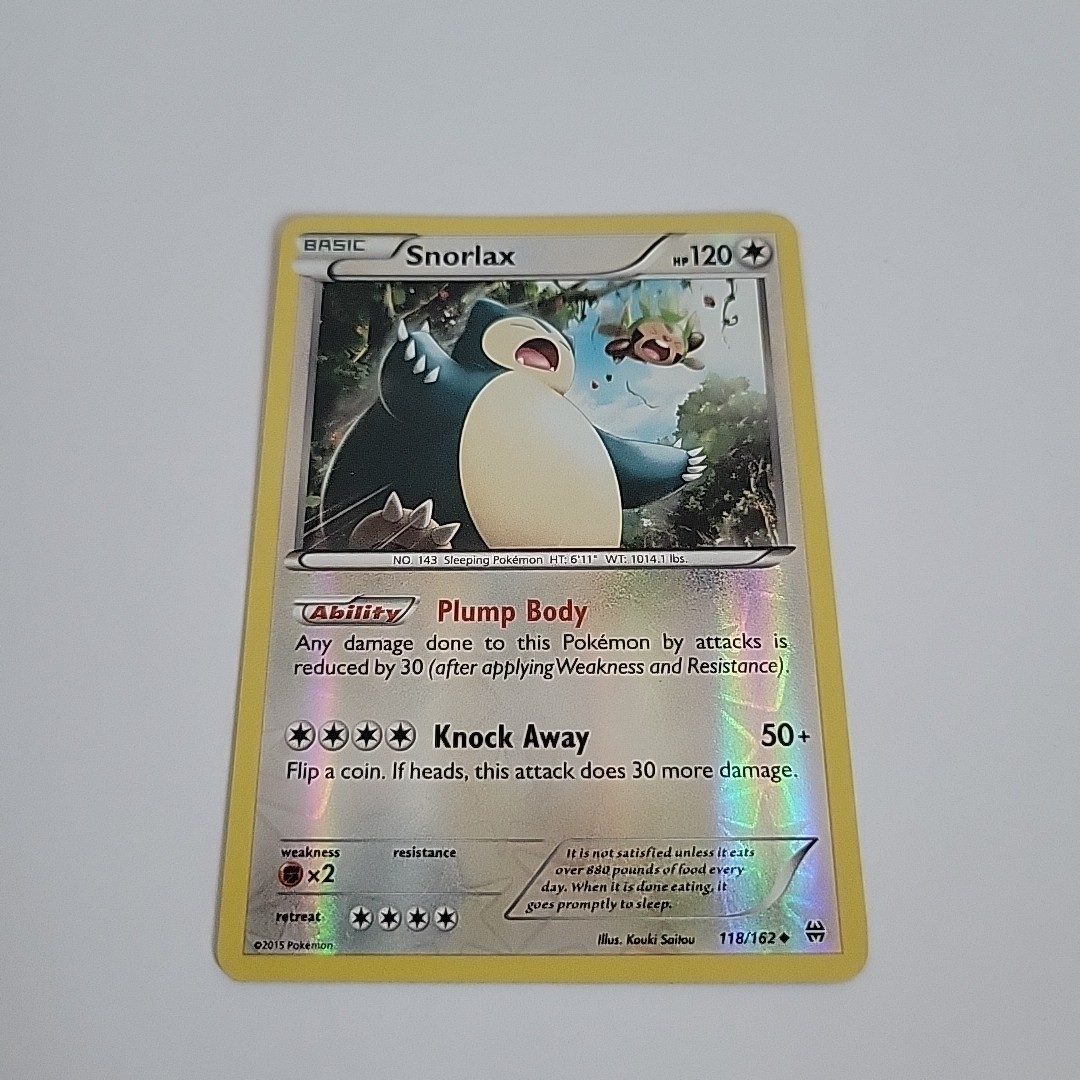 Pokémon Snorlax 118/162 Uncommon Reverse Holo Card XY Breakthrough LP Excellent 