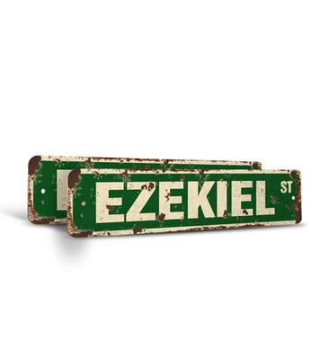 EZEKIEL Vintage Style Rustic Street Sign Childrens Name Room Metal Road Sign