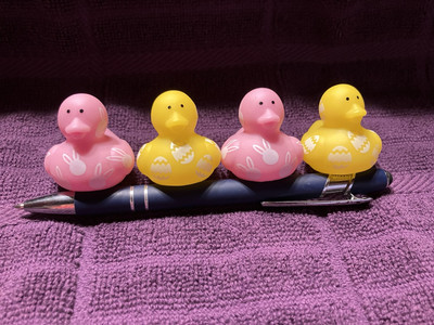 Set Of 4 Mini Easter, Egg, Bunny  Rubber Duckies Oriental Trading 1  Tall