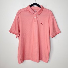 Tommy Bahama Men's Red Ginger Heather Medium Polo Shirt Golf Casual Preppy
