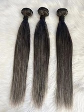 3bundles salt and pepper human hair extensions straight gray hair wefts