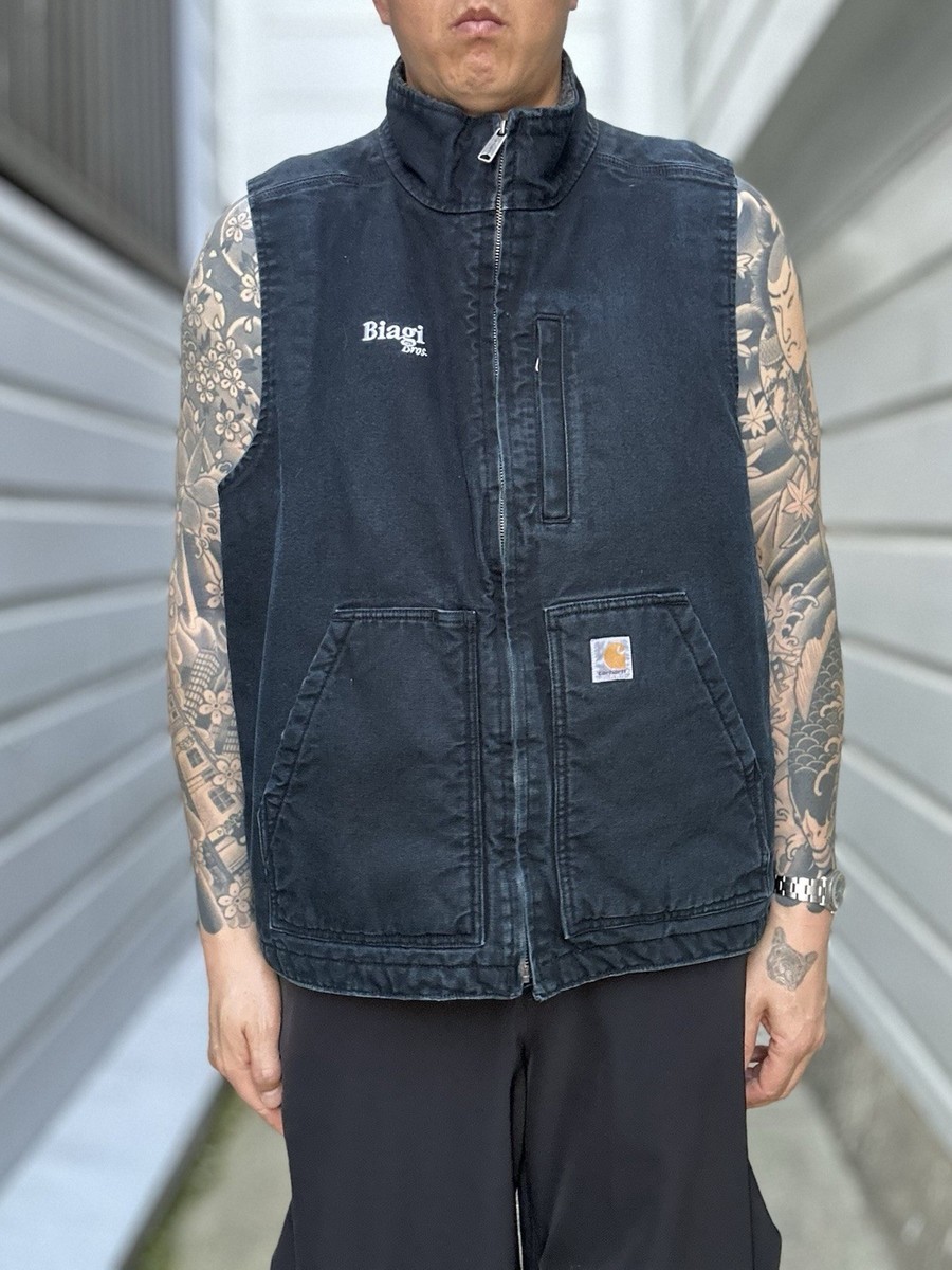 トップス carhartt canvas fleece lined work vest Carhartt Fleece Lined Canvas Vest Work Wear Americana XL Lightly