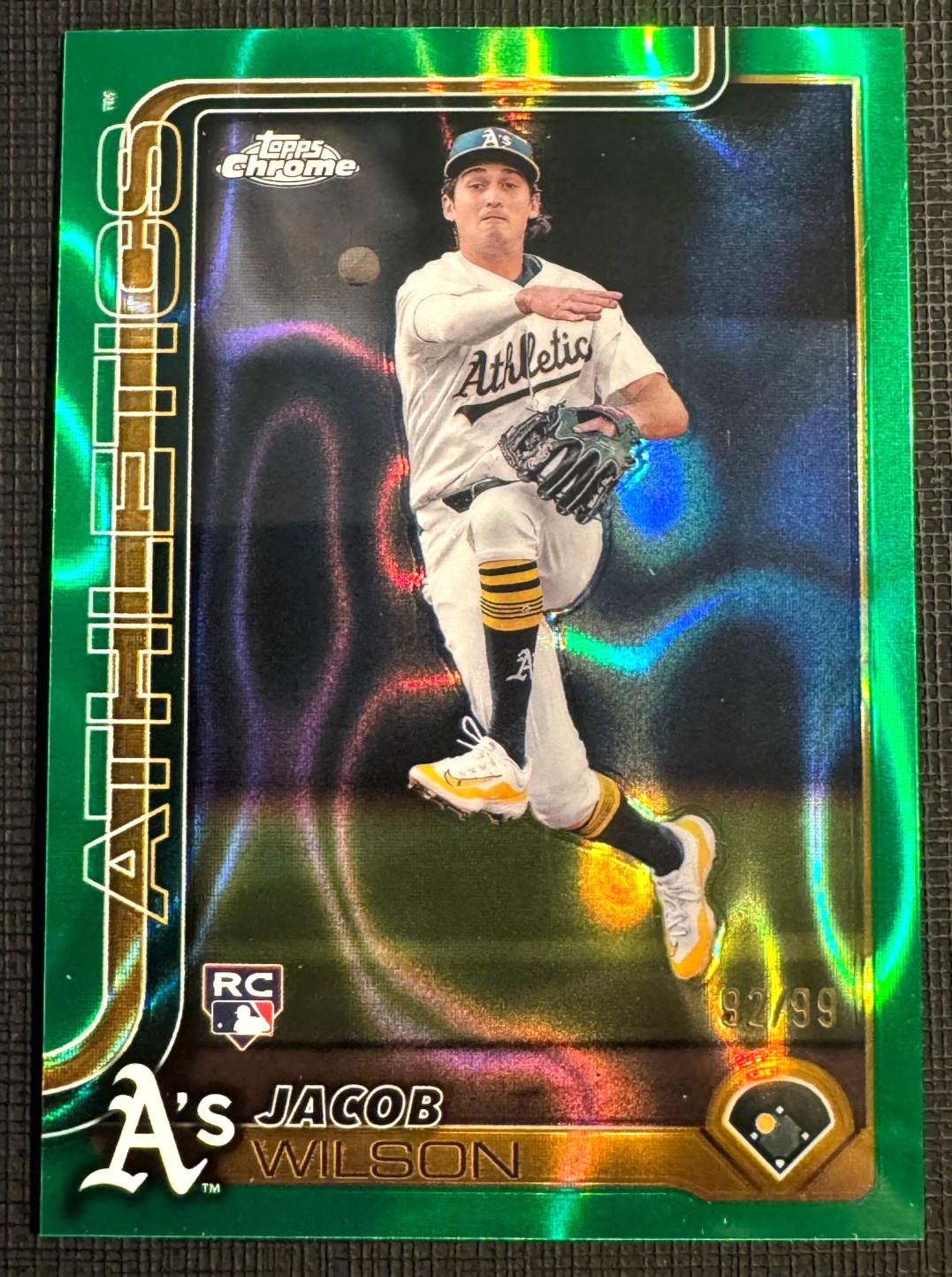 2025 Topps Chrome Jacob Wilson Green Lava Refractor /99 #96 Athletics RC Rookie