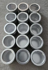 Set of 15 Magnetic Tin Containers with Lids Storage Containers Spice Jars