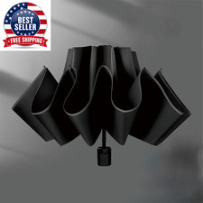 Rain UV Protection Compact Reverse Umbrella Inverted Folding with Reflective Saf