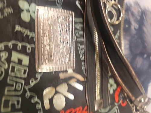 COACH Poppy Signature Large Tote Bag Black Red Silver # G1020-16051 - Picture 10 of 10