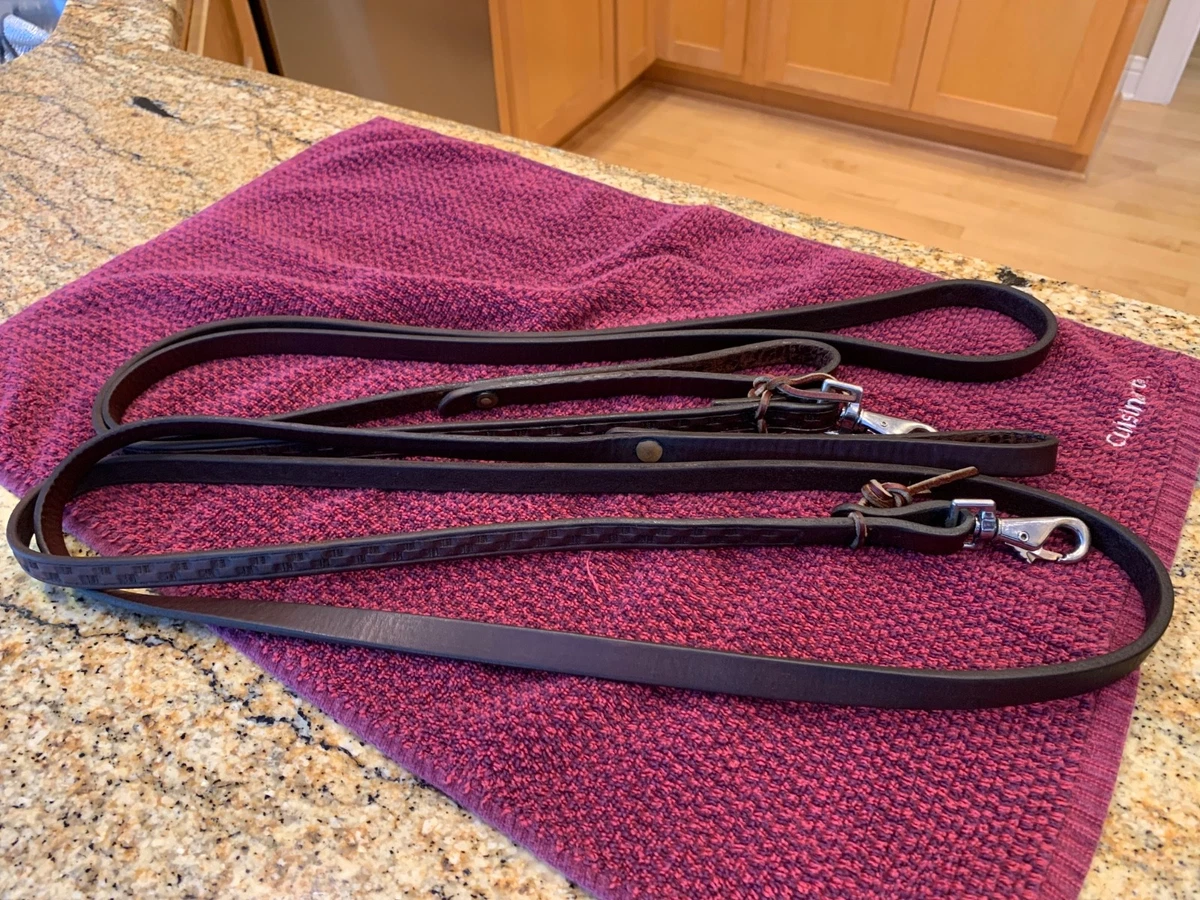 Rênes Split En Cuir Huilé Foncé Customisées Pour Cheval - Harnachement équestre - Occasion