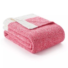 Soft Knit Throw Blanket Cozy Reversible Bedding Blankets Snuggle Sac,Pink Throw 