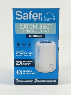 Safer Home Catch 360 Flying Insect Trap Cordless UV LED Fruit Fly Gnat Trap