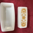Vintage Pyrex Butter Dish “Butterfly Gold” Pattern 72-B Lid Milk Glass USA 20