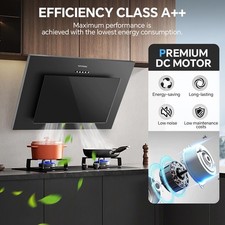 TopStrong 60cm Wall Mount Range Hood Ducted Ductless 350m³/h A++ 3 Speed Black