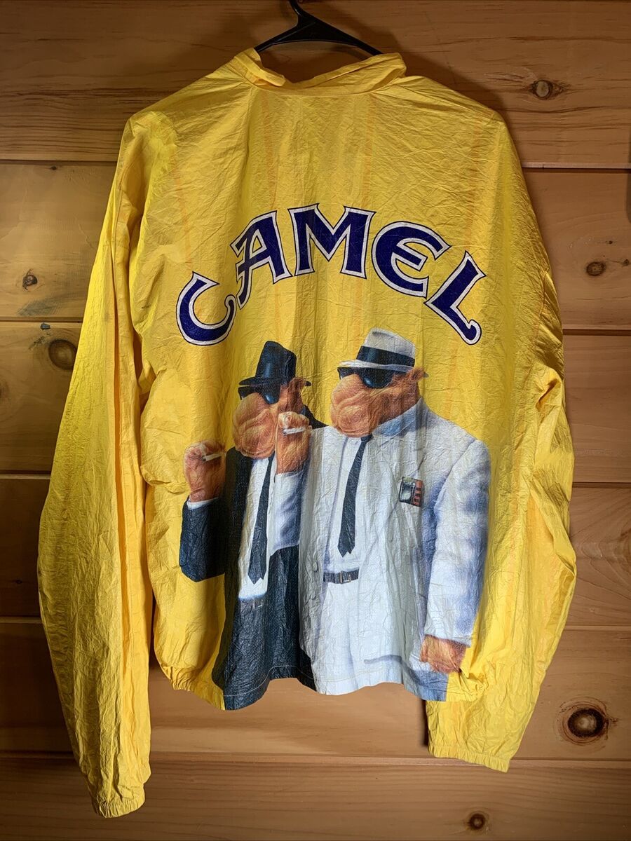 VTG Joe Camel Bright Yellow Tyvek By DuPont Full Zip Jacket VTG Joe Camel Bright Yellow Tyvek By DuPont Full Zip Jacket