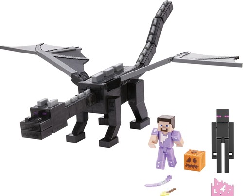 Mattel Minecraft Ender Dragon Action Figures Set with Lights, Sounds & Mist,