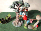 Dwarfs Statue Mini Gnome Items -Tree/Toadstool/Facing Chair/Ice Cream - Lot of 4