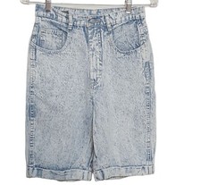 Gitano Denim Shorts Womens Vintage Acid Wash Cuffed Long Leg High Rise