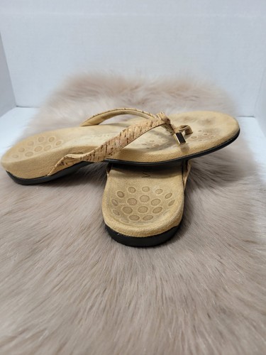 Vionic Bella II Womens Flip Flop Comfort Tan/Cork/Gold Sandal Shoes Size 8 - Picture 6 of 9