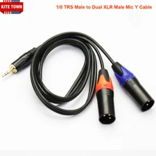 1/8 TRS Male to Dual XLR Male Microphones Stereo Splitter Y Cable Adapter