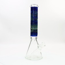 Pipas de agua para fumar de vidrio ahumado plateado cachimba de 14"" bong con vástago inferior