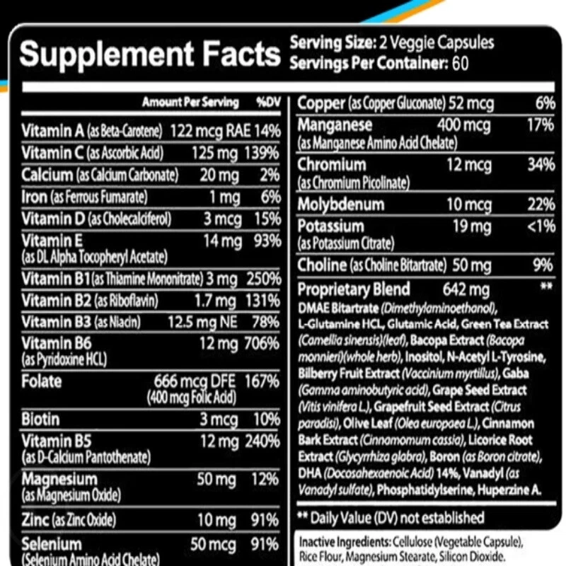 Neuro Brain&Focus,Función de Memoria Saludable,Suplemento Claridad Nootrópico 120 Cápsulas Foto 4 de 4