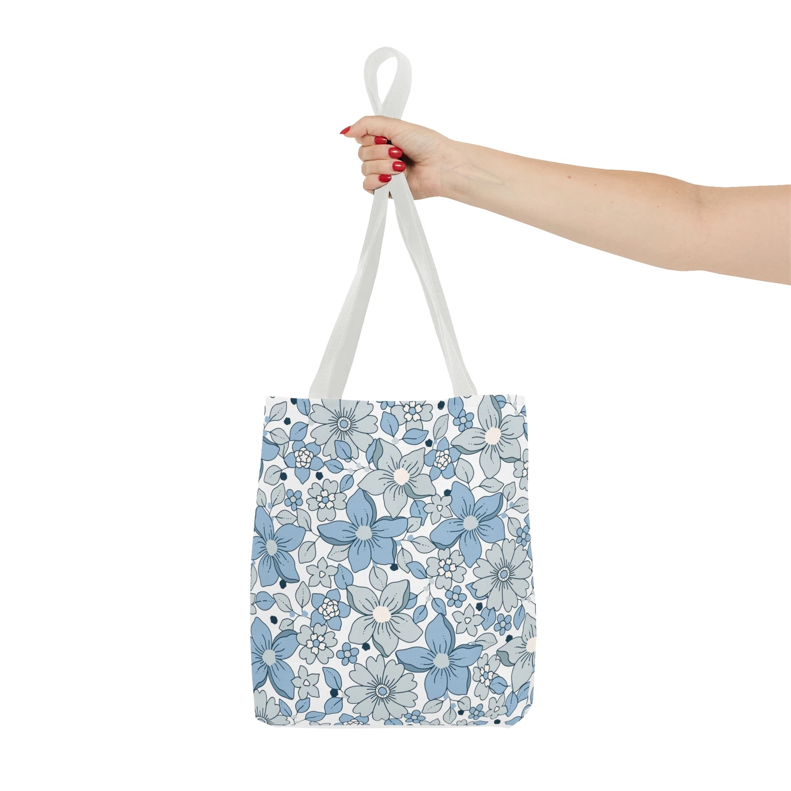 Blue And Grey Flowers Tote Bag (AOP)