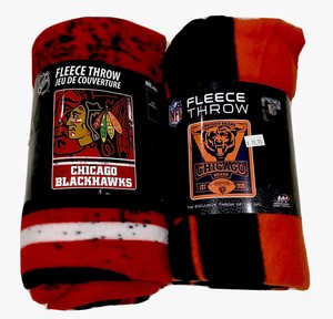 Two-Chicago-Team-Sport-Fleece-Throws-Blackhawks-amp-Bears-NWT-50-x-60-Size-Bundle