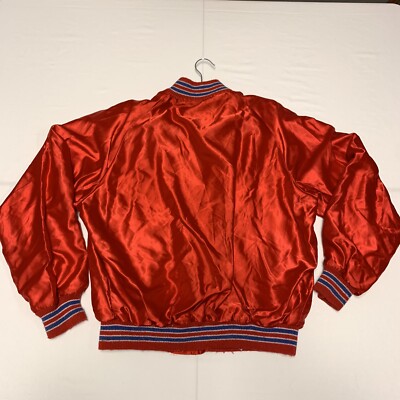 Vtg 80s Hoechst Celanese Fire Crew Red Satin Bomber Nylon Jacket