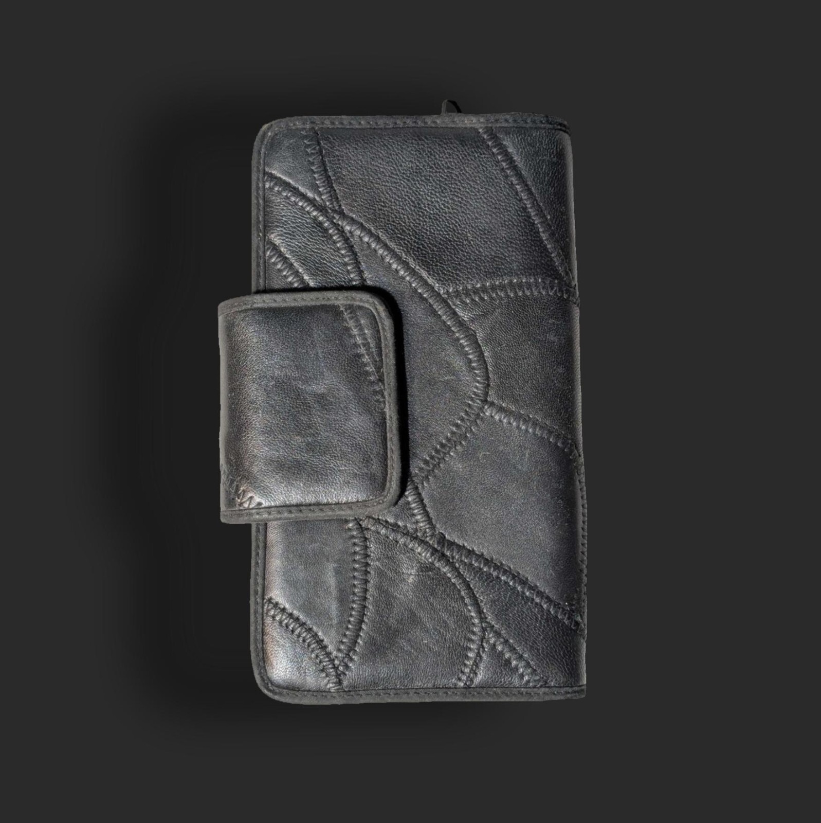 Large Black Leather Patchwork Wallet - image 6