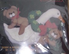 Titan; Teddy and Goose; Holiday, Christmas, felt wall hanging kit