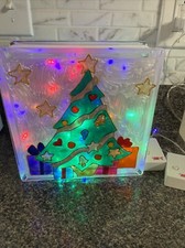 Lighted Glass Block Christmas Tree With Light Pattern Changer.