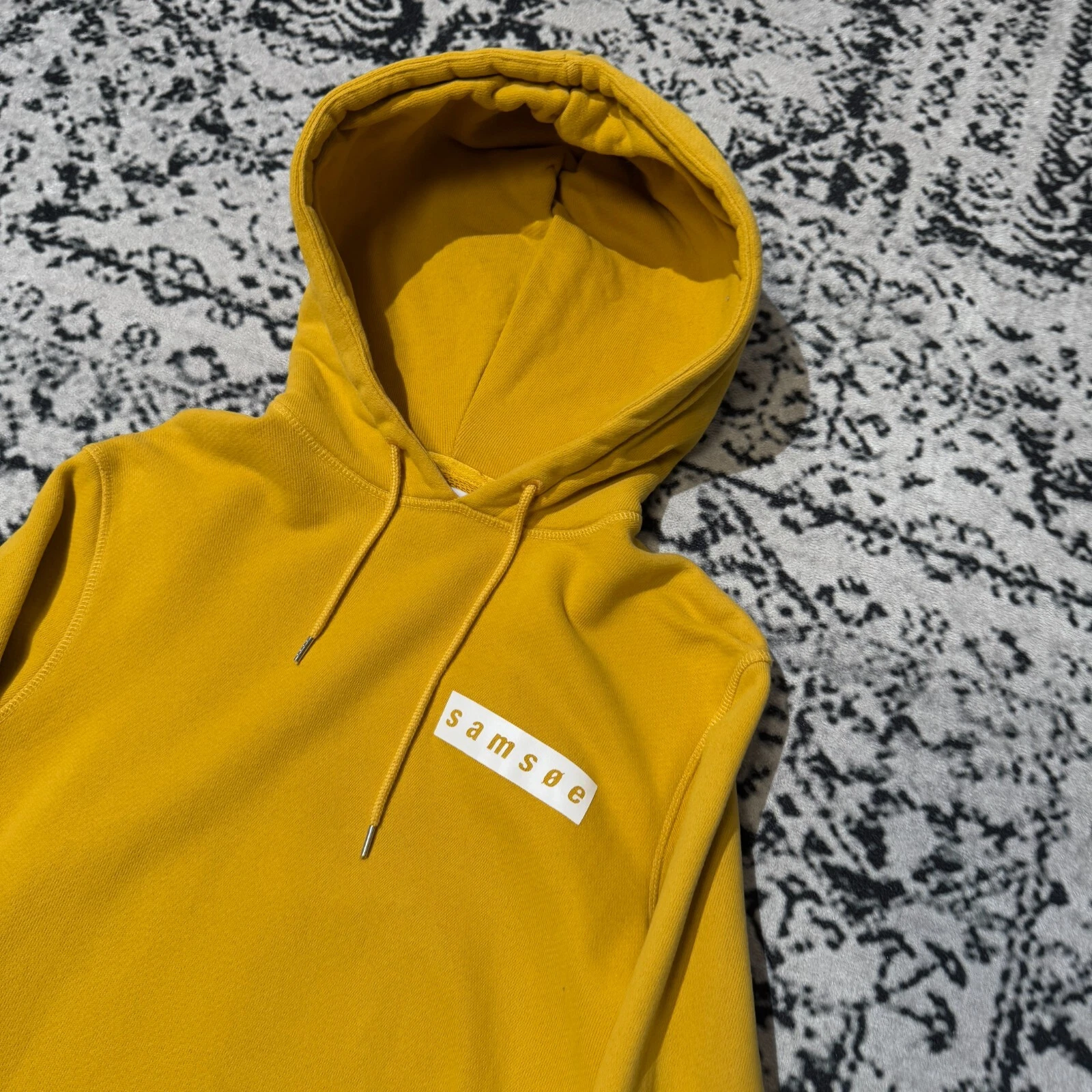 GUCCI Felpa con cappuccio vintage unisex cotone giallo taglia S Samose Y2K anni 90 streetwear vestibilità regolare