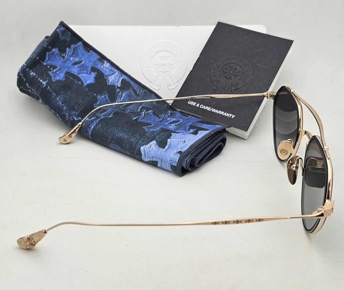 New Chrome Hearts BONE PRONE II BK/GP 51-20 150 Sunglasses