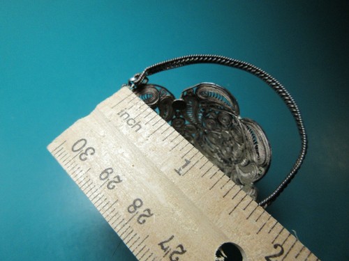 1.5" Vintage Soviet Russian Metal Filigree Bucket Vase Basket Silver Plated USSR - Picture 8 of 10
