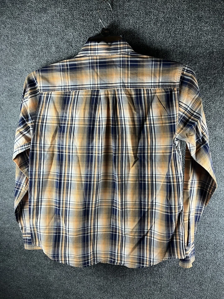 Cinch рубашка оранжевый клетку длинным рукавом рубашка на пуговицах Western ковбой мальчиков 12 L - Изображение 2 из 4