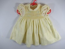 Vtg 70s 80s Polly Flinders Hand Smocked Baby Dress 18 Mos Yellow Short Sleeve