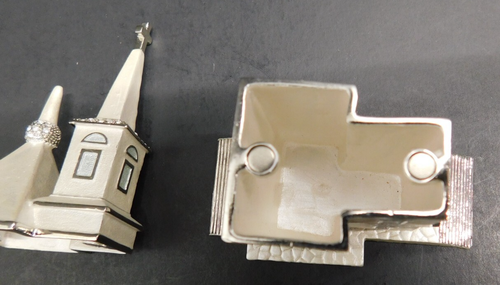 Beautiful Trinket Box Jeweled Church Magnetic White/Silver - Picture 5 of 8