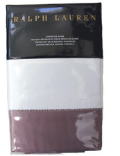 Ralph Lauren One Langdon Sateen Euro Pillow Sham White Lavender Border NWT
