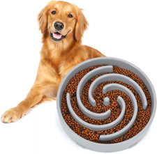 Slow Feeder Large Dog Bowls Large Medium Dog Non Slip Bowl Light Gray