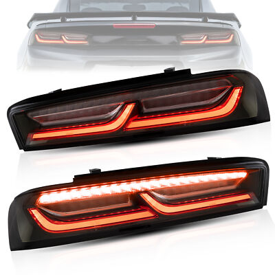 VLAND LED Taillights For Chevy Camaro 2016 2017 2018 Smoked Rear Sequential Set