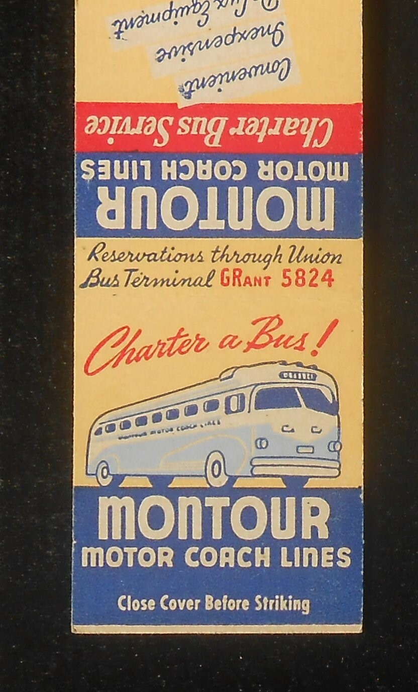 1940s Montour Motor Coach Lines Charter Union Bus Terminal Old Bus