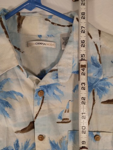 Campia Moda Hawaiian Shirt Women's Size Small Sailboats Islands & Palm Trees - Picture 7 of 8