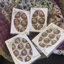 Visions By Holly 32 Glass Shiny Gold Christmas Tree Ornaments Small And Medium