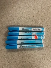 Lot of 5 Sharpie Water-Based Poster Paint Marker Fine Point Fluorescent Blue New