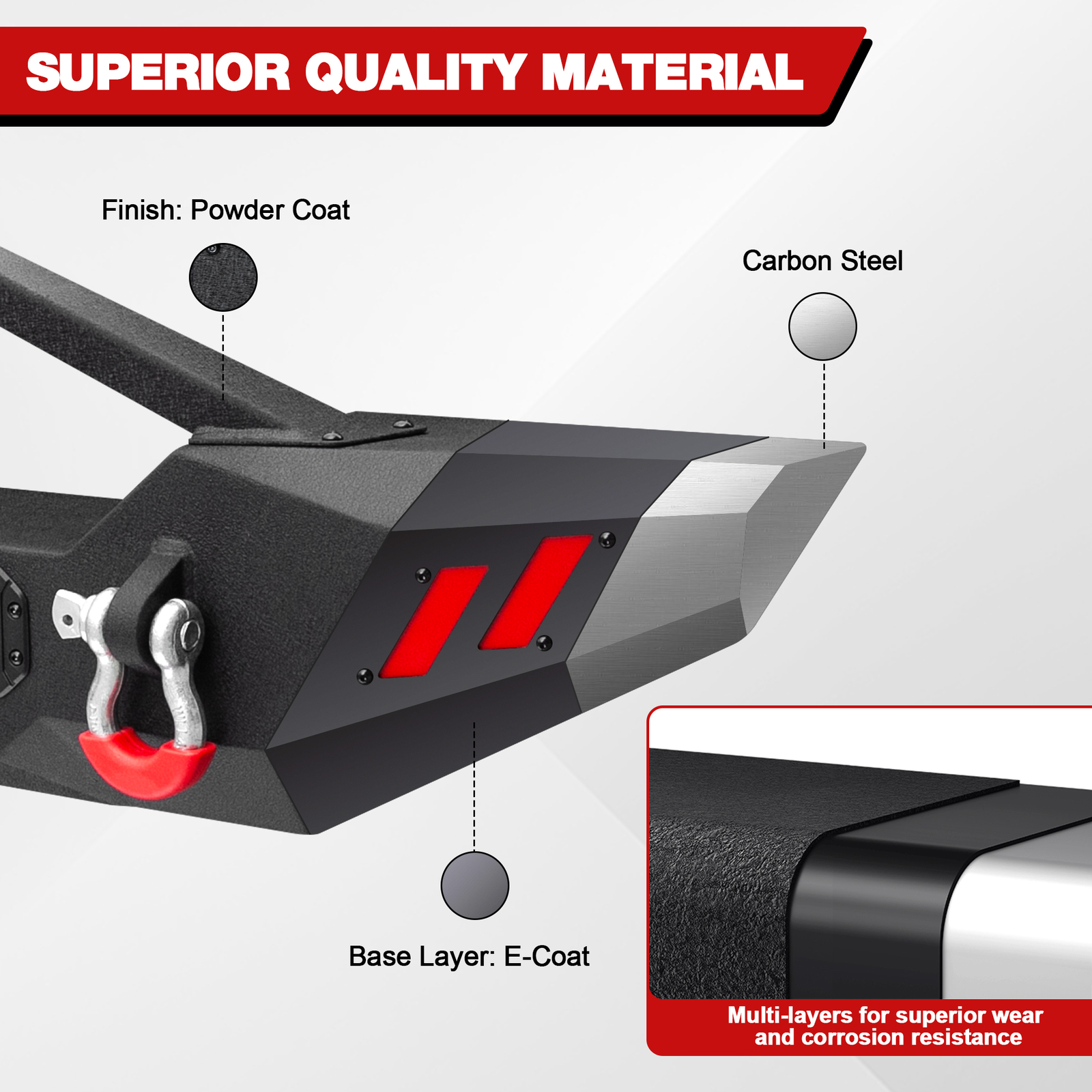 For 2019-2024 Wrangler JL/JLU Front or Rear Bumper W/Winch Plate&LED Lights thumbnail 4